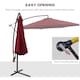 image 3 of Outsunny 3m Garden Banana Parasol Cantilever Umbrella, Wine Red