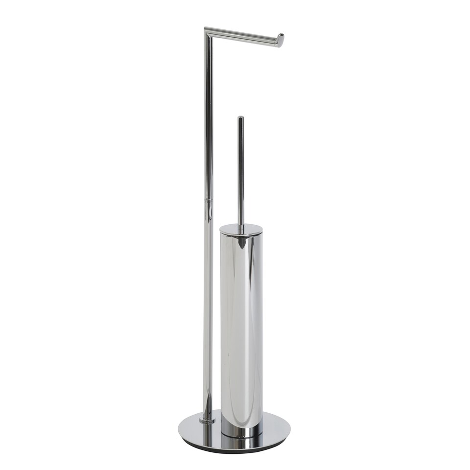image 1 of Showerdrape Belgravia Chrome Freestanding Toilet Roll Holder & Toilet Brush Combo