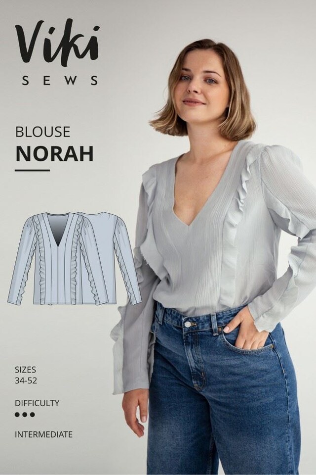 image 1 of Vikisews Norah Blouse Paper Sewing Pattern – Women’s Top, UK Sizes Uk 4–22, Intermediate