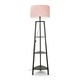 image 4 of ValueLights Hiru Black 3 Tier Shelf Floor Lamp Pink Shade & Bulb | Pink