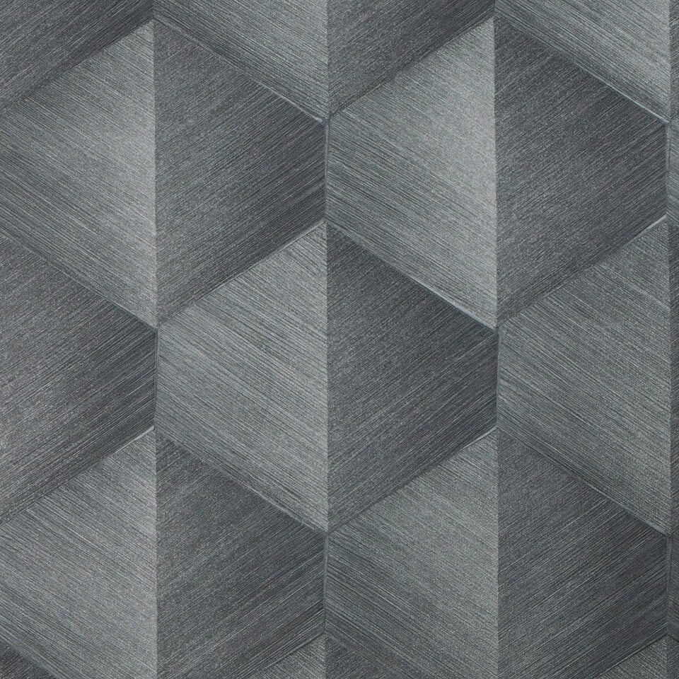 Sample of Hex Wallpaper in Gunmetal Grey Grey