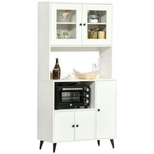 HOMCOM Freestanding Kitchen Storage Cabinet Cupboards Adjustable Shelves White