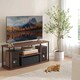 image 3 of TV Stand with Shelves, Entertainment Unit for Living Room and Bedroom, Tool-Free Assembly, Natural Walnut and Ink Black