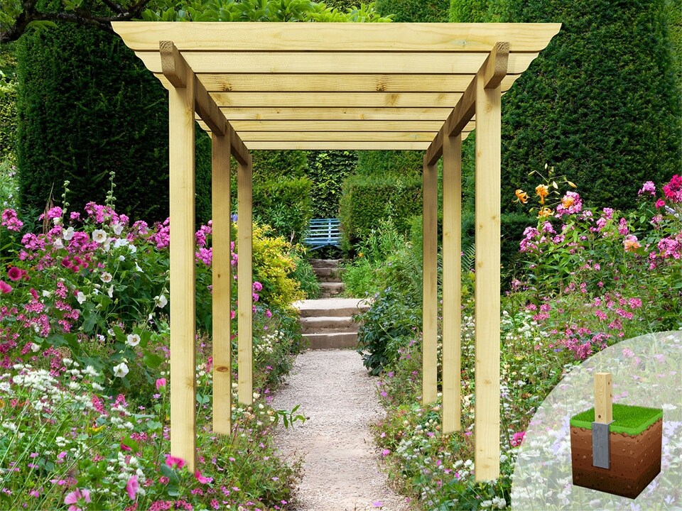 image 1 of eDecks HD Royal Walkway Pergola w/ Super Rafters, Concrete Posts 2.7m - 2.4x4.8m