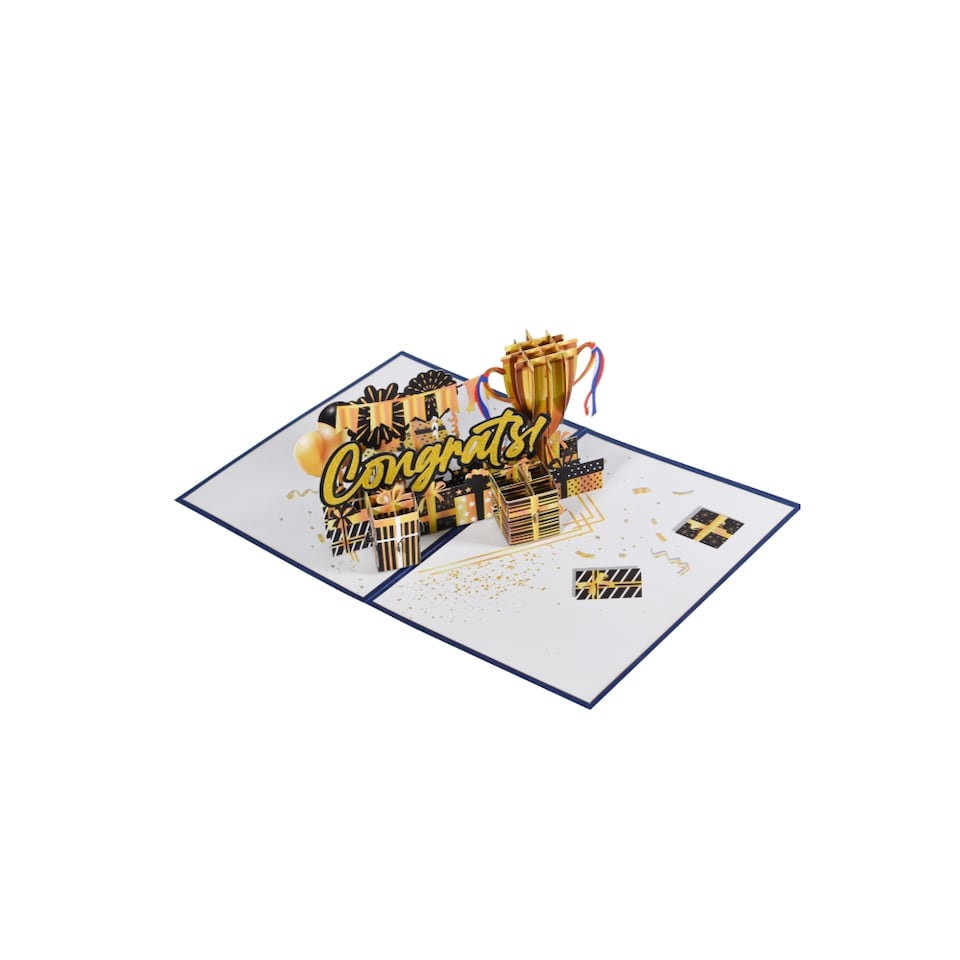 image 1 of Victory Cheers Trophy 3D Pop-Up Celebration Card