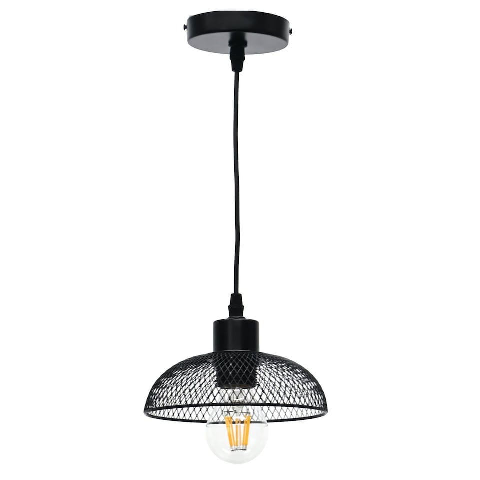 image 1 of Cassidy - Small Black Mesh Ceiling Pendant Light | Black | 1
