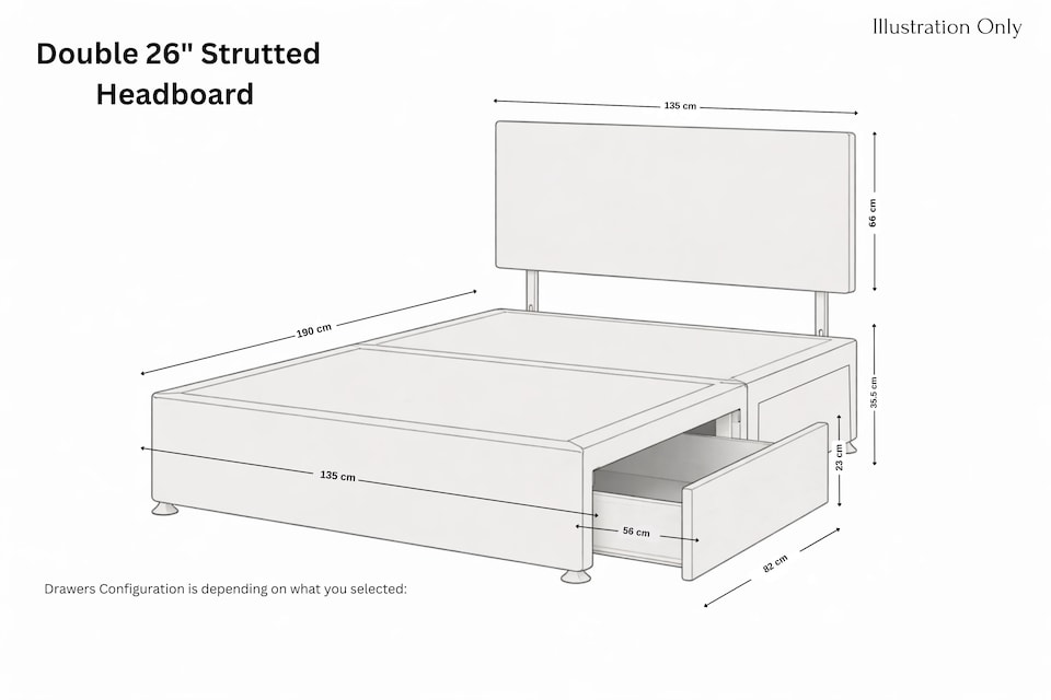image 1 of Sloomy Alabama Graphite Dumfries Divan Bed Base 2 Drawers Same Side With 26 Inch Strutted Headboard | Grey | Graphite | Double | 1