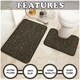 image 3 of VELVETIO 2Pc Pebble Bath Mat Set Memory Foam Bathroom Toilet Rugs Brown | Natural