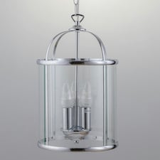 Polished Chrome 3 Light Lantern Style Pendant Chrome | Clear