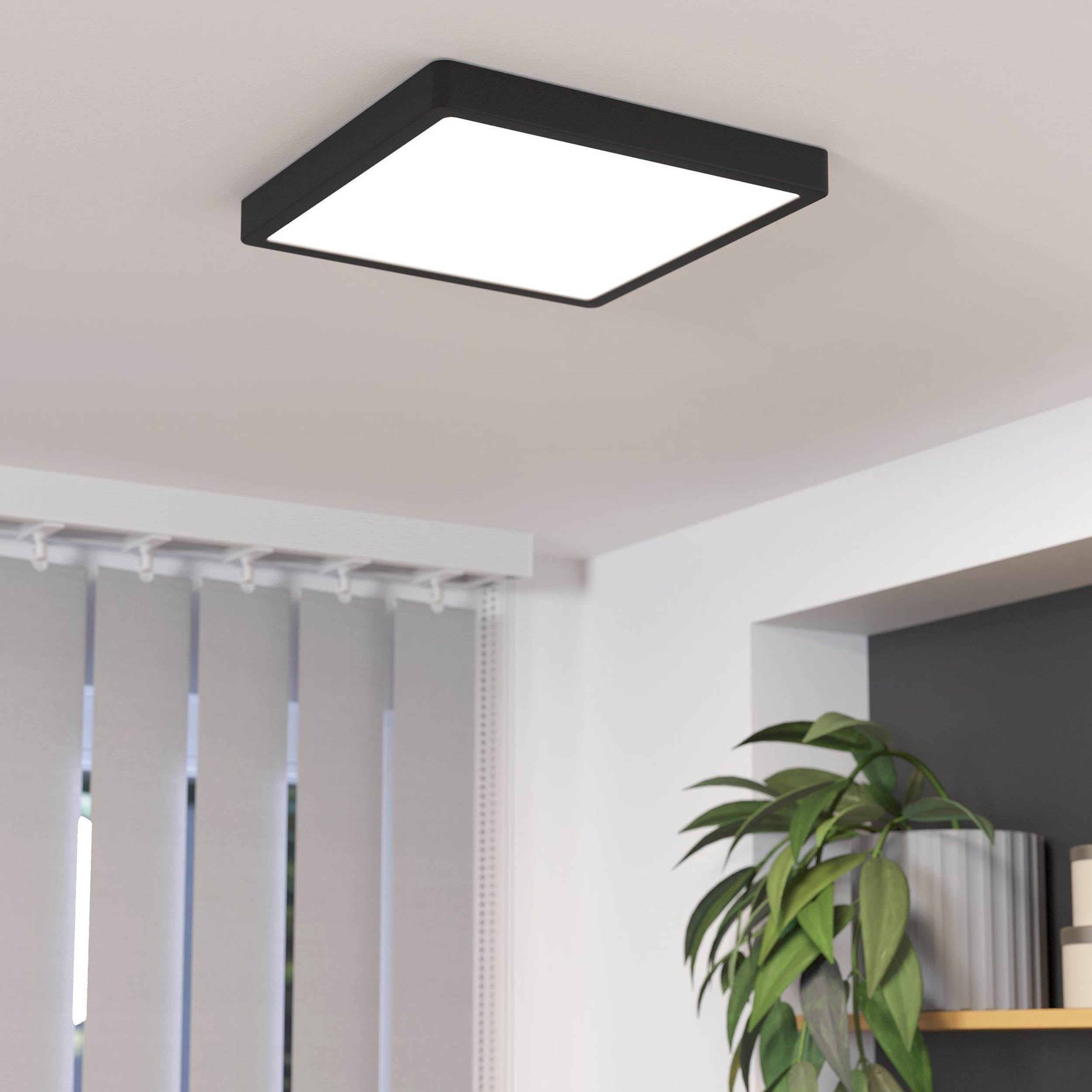 Eglo Fueva 6 Modern Ultra-Slim LED Black Square Ceiling Light