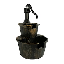 Oypla 2 Tier Cascading Barrel Garden Water Pump Fountain Feature