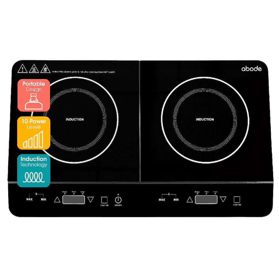 image 1 of Abode Portable Induction Hob Double Digital with Touch Control 2800W AINDH2003