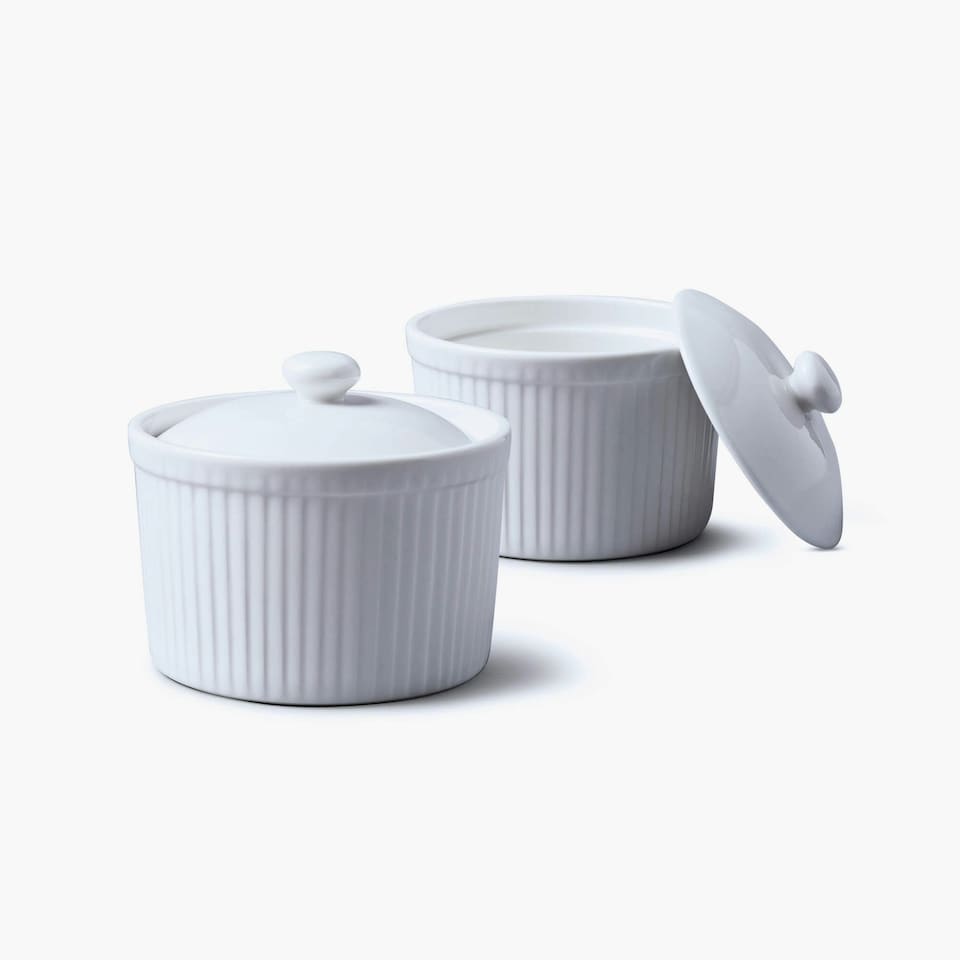 image 1 of Porcelain Ramekin with Lid (9cm), Set of 2 | Multi | 2