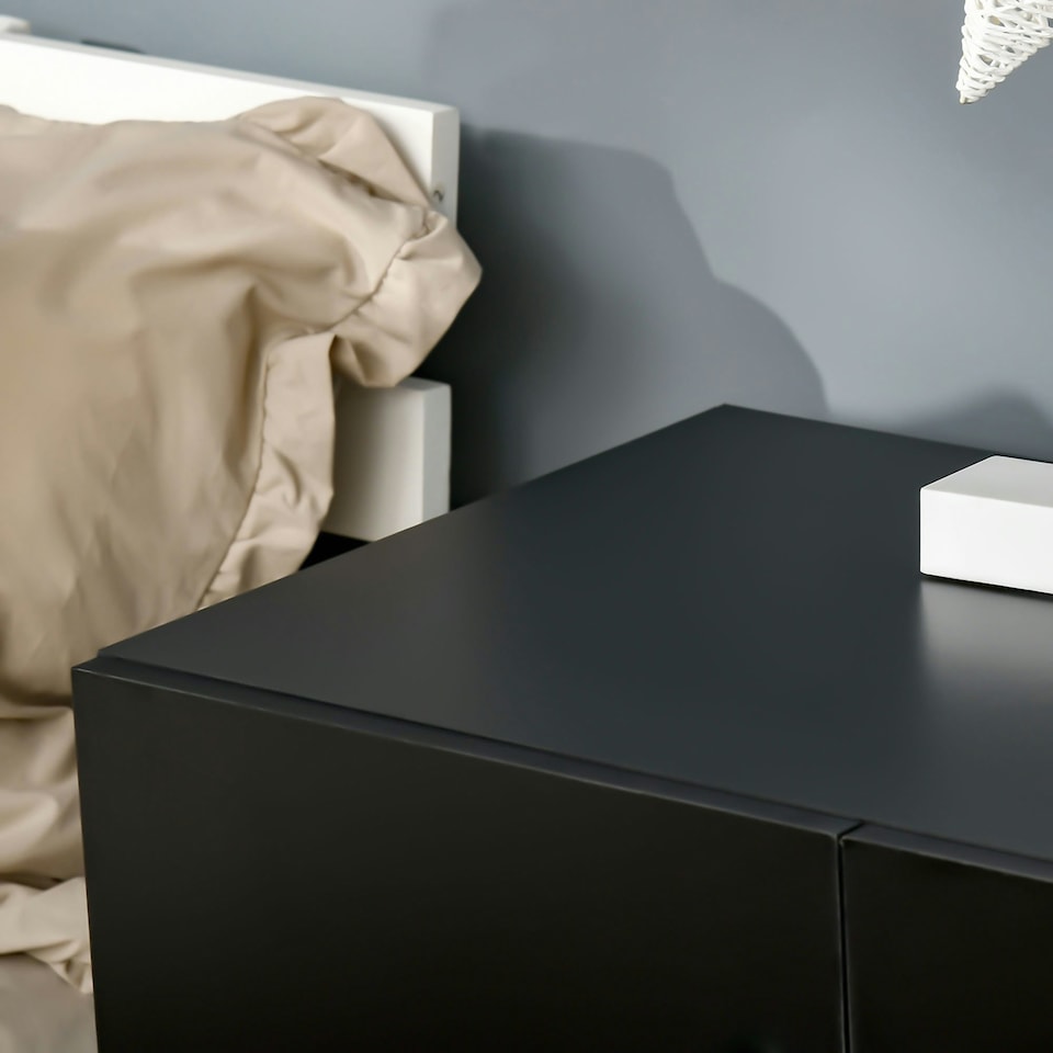 image 1 of HOMCOM Freestanding Storage Cabinet w/ Two Shelves Wooden Sideboard - Black