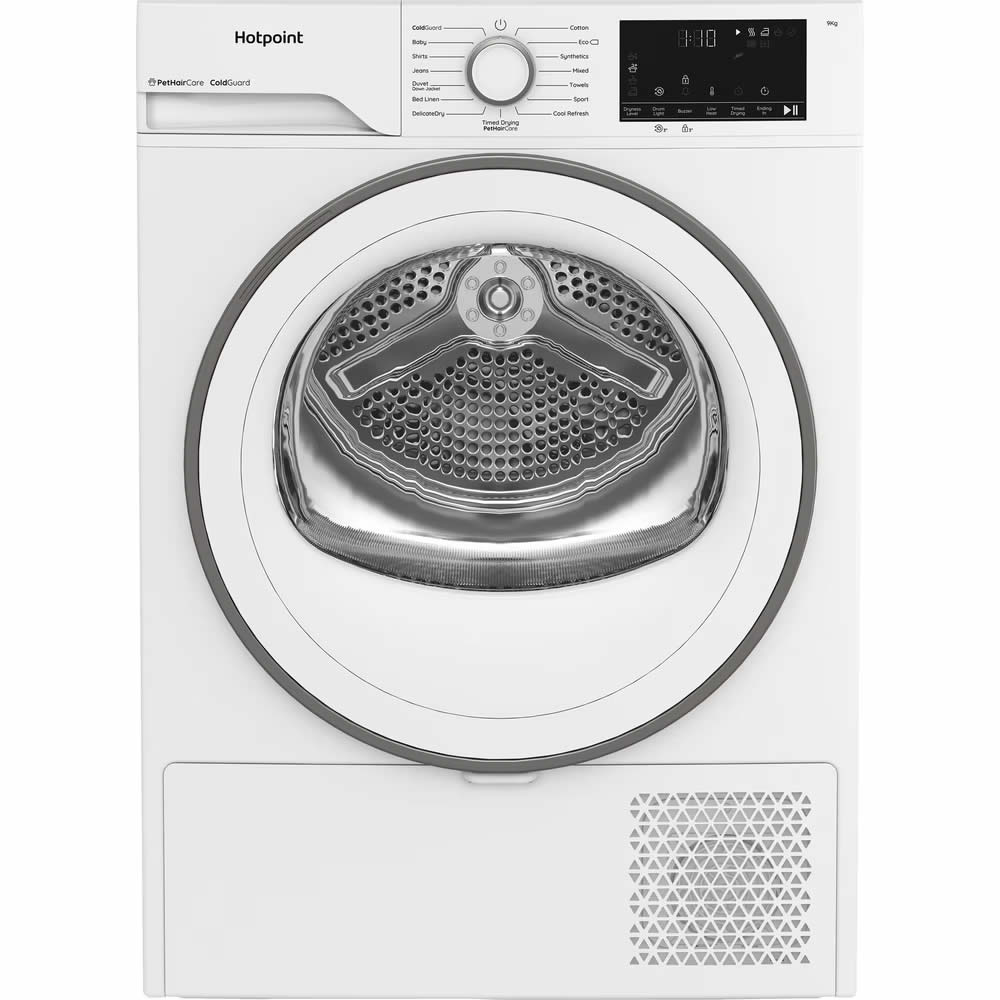 Hotpoint CHD-93MWW-UK 9kg Load Heat Pump Tumble Dryer Pet Hair Care White