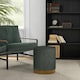 image 2 of HOMCOM Modern Round Footstool, Fabric Upholstered Foot Rest, Dark Green