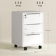 image 5 of HOMCOM 3-Drawer Lockable Filing Cabinet, File Cabinet on Wheels, Mobile Office Storage Drawers for Home Office, Bedroom and Living Room, White | White | White