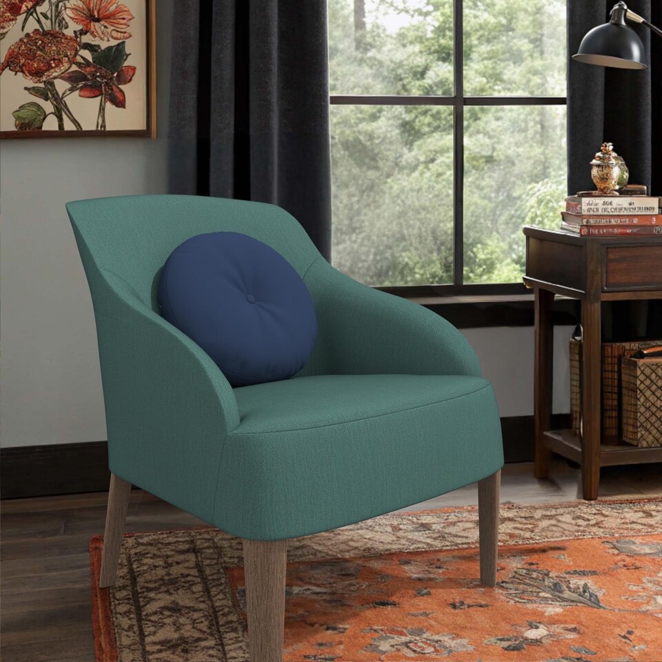 image 1 of Covers&All Sunbrella Round Tufted Seat Cushion, Outdoor Indoor Patio Chair Cushions with Button Accent, 18 x 3, Canvas Navy