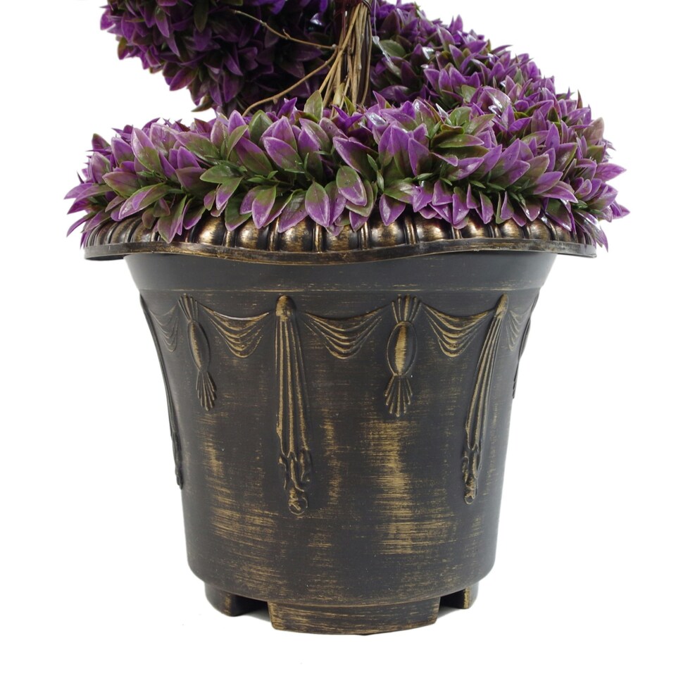 image 1 of 90cm Purple Large Leaf Spiral with Decorative Planter Purple | One Size
