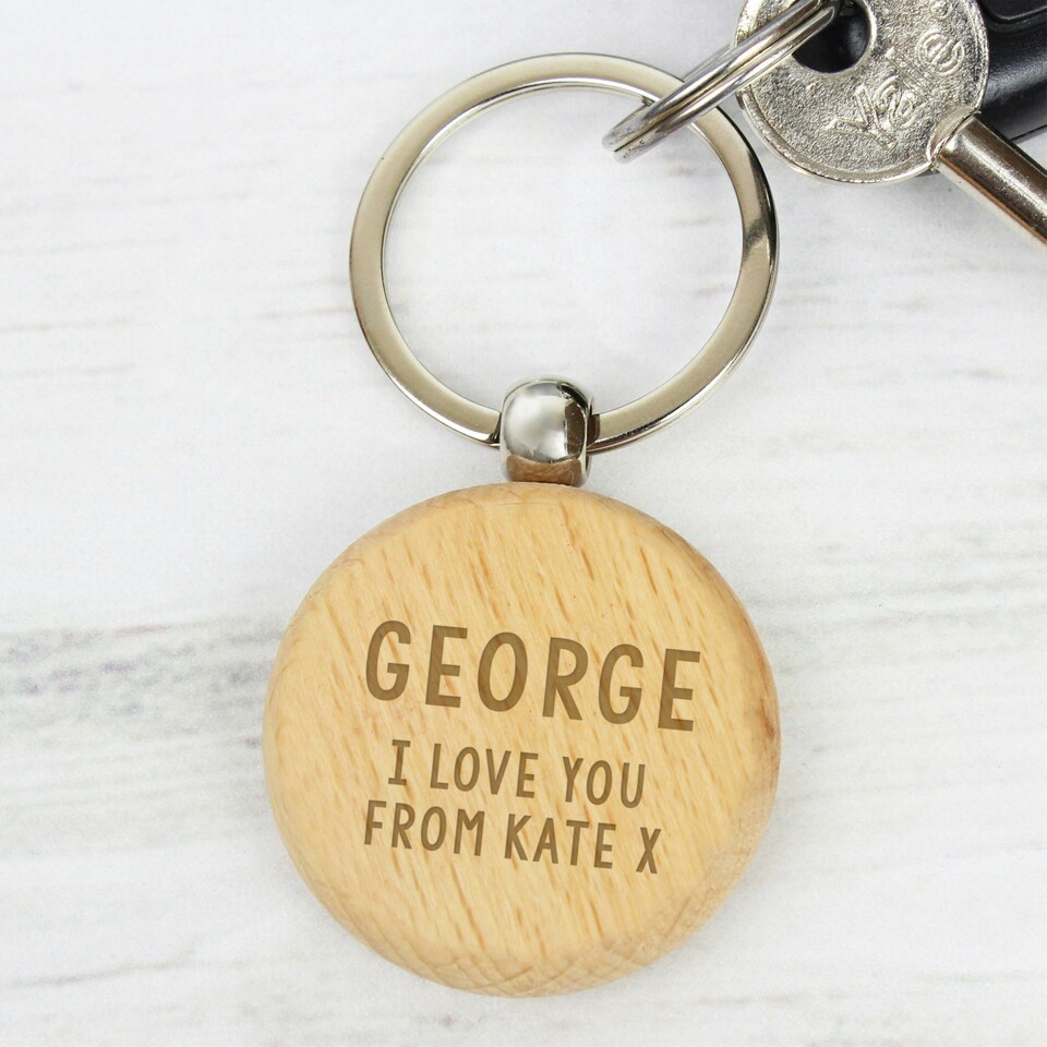 image 1 of Personalised Free Text Wooden Keyring