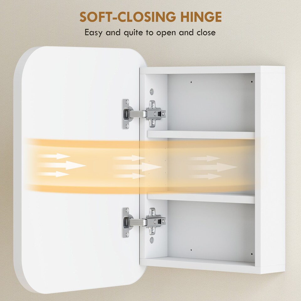 image 1 of HOMCOM Wall Mounted Bathroom Cabinet with Mirror Adjustable Shelves | White | White | 40.2W x 10.2D x 50.9H cm