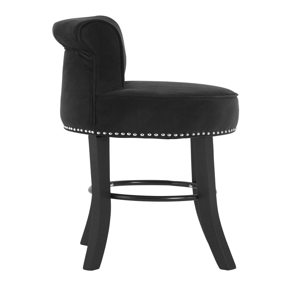 image 1 of Interiors by Premier Black Velvet Bar Chair, Comfortable Seating Breakfast Bar Chair, Footrest Living Bar Chair Kitchen