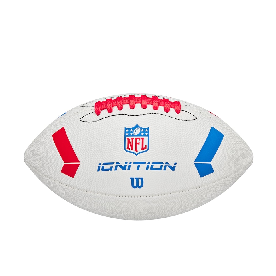 image 1 of Wilson Nfl Ignition Football, Made From Composite Leather For All-Weather Play, Wider Laces & Proud Nfl Logo, Colour: White, Junior Size