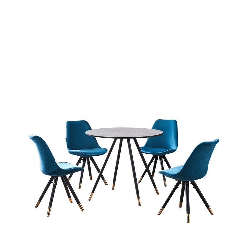 Sofia Dorchester LUX Dining Set â Sleek Grey Dining Table with Set of 4 Chairs, Modern Elegant Design for Stylish Dining Rooms Blue Blue