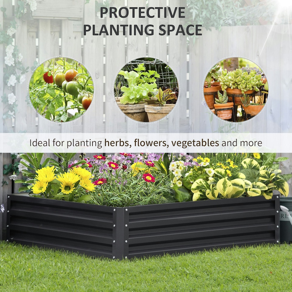 image 1 of Outsunny Raised Garden Bed Metal Patio Backyard Flower Vegetable Planter Green
