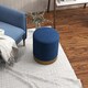 image 6 of HOMCOM Modern Round Footstool, Corduroy Fabric Upholstered Foot Stool with Padded Seat for Living Room, Entryway, Dark Blue