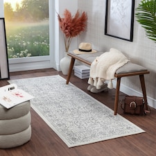 LIVABLISS Roma-Vintage Traditional Boho Rug 80 x 220 cm | Off-White Grey Charcoal