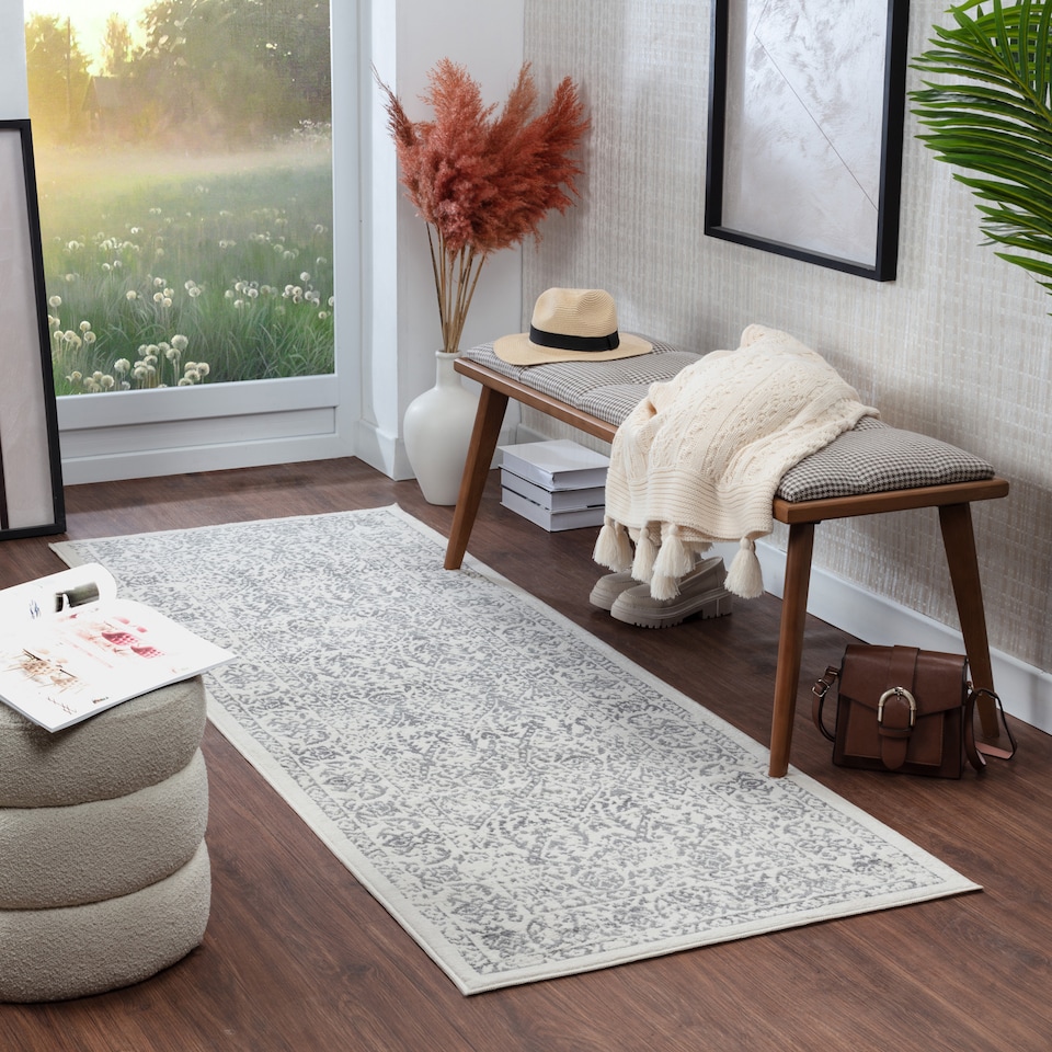 image 1 of LIVABLISS Roma-Vintage Traditional Boho Rug 80 x 220 cm | Off-White Grey Charcoal