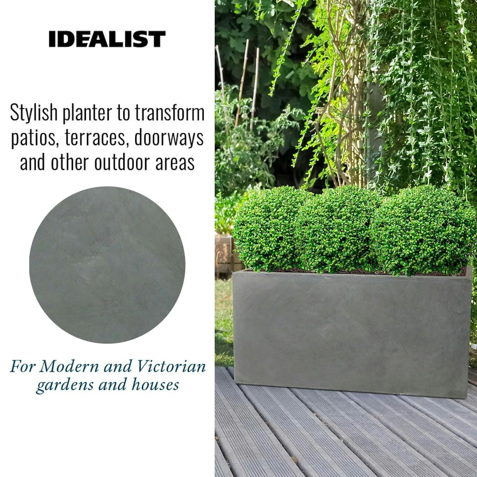 image 1 of Grey Light Concrete Trough Garden Planter H30 L65 W19 cm, 37 ltrs Cap.