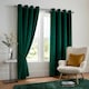 image 3 of Velvet Thermal Blackout Eyelet Curtains Ready Made Pair - 168cm x 183cm - Green