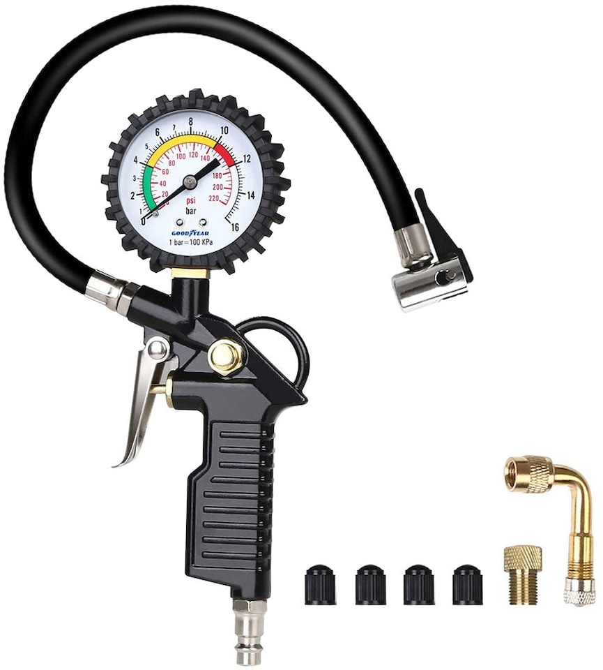 image 1 of Goodyear 2 in 1 Tyre Inflator and Pressure Gauge Gun For Use with Air Compressor