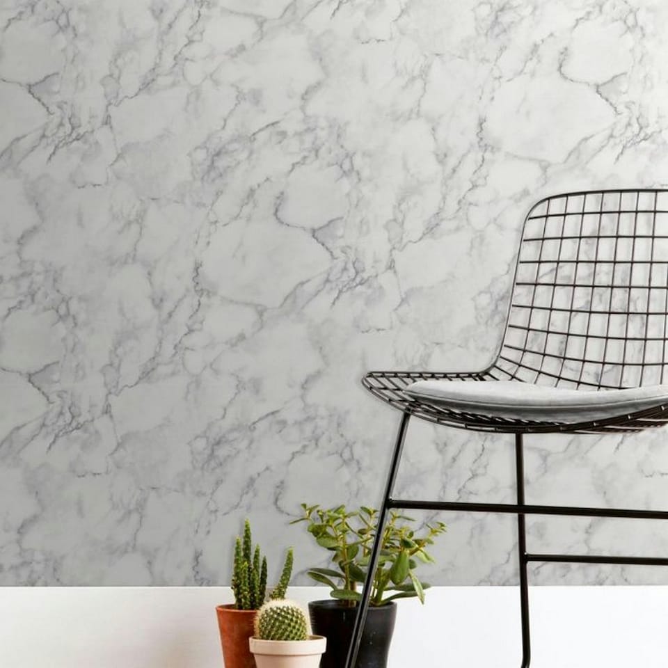 image 1 of Fine Decor Marblesque Wallpaper - White - One Size White