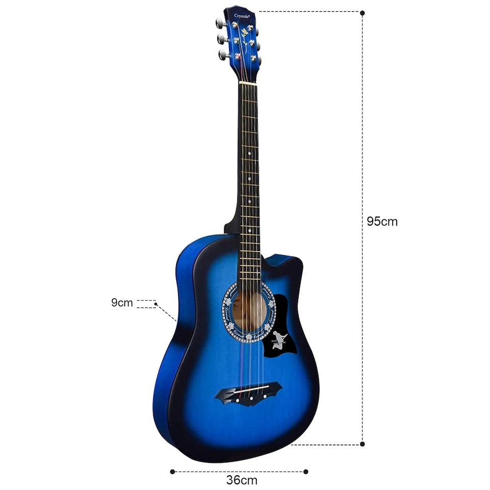 image 1 of Classic 6-String 4/4 Size 38 Inch Acoustic Guitar Pack for Boys and Girls Music Beginners Blue