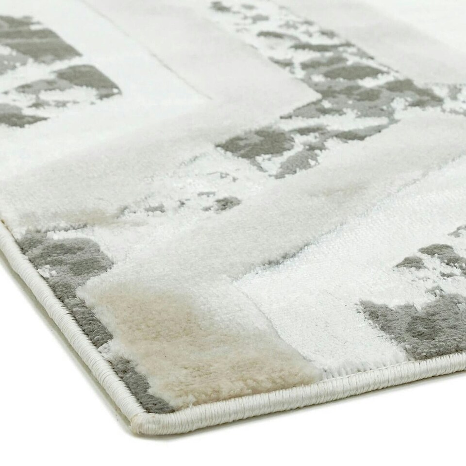 image 1 of Modern Rug, Anti-Shed Abstract Rug for Bedroom, & LivingRoom, Abstract 8mm Thick DiningRoom Rug-80cm X 150cm Silver | 80cm X 150cm