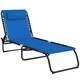 image 2 of Outsunny Foldable Sun Lounger, Outdoor 4 Level Adjustable Backrest Reclining Chaise Chair, Steel Frame Recliner Chair for Camping, Hiking, Navy Blue