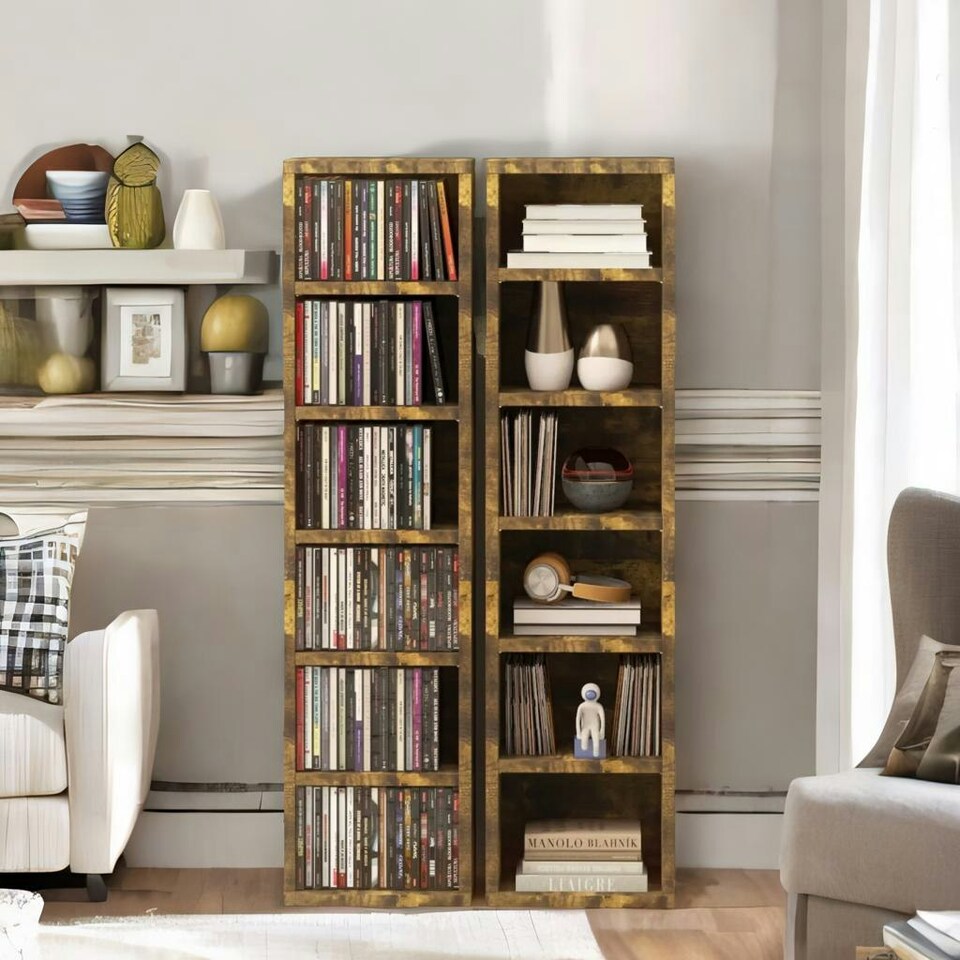 image 1 of 6 Tier Shelves Storage Unit Set Rustic Brown Brown | One Size