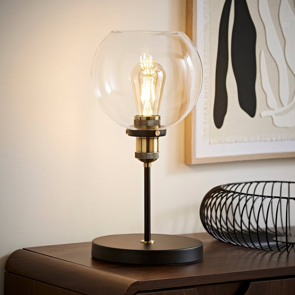 image 1 of ValueLights Sheridan Industrial Black Table Lamp | Clear