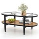 image 1 of COSTWAY 2-Tier Coffee Table Rattan Center Table with Storage Black