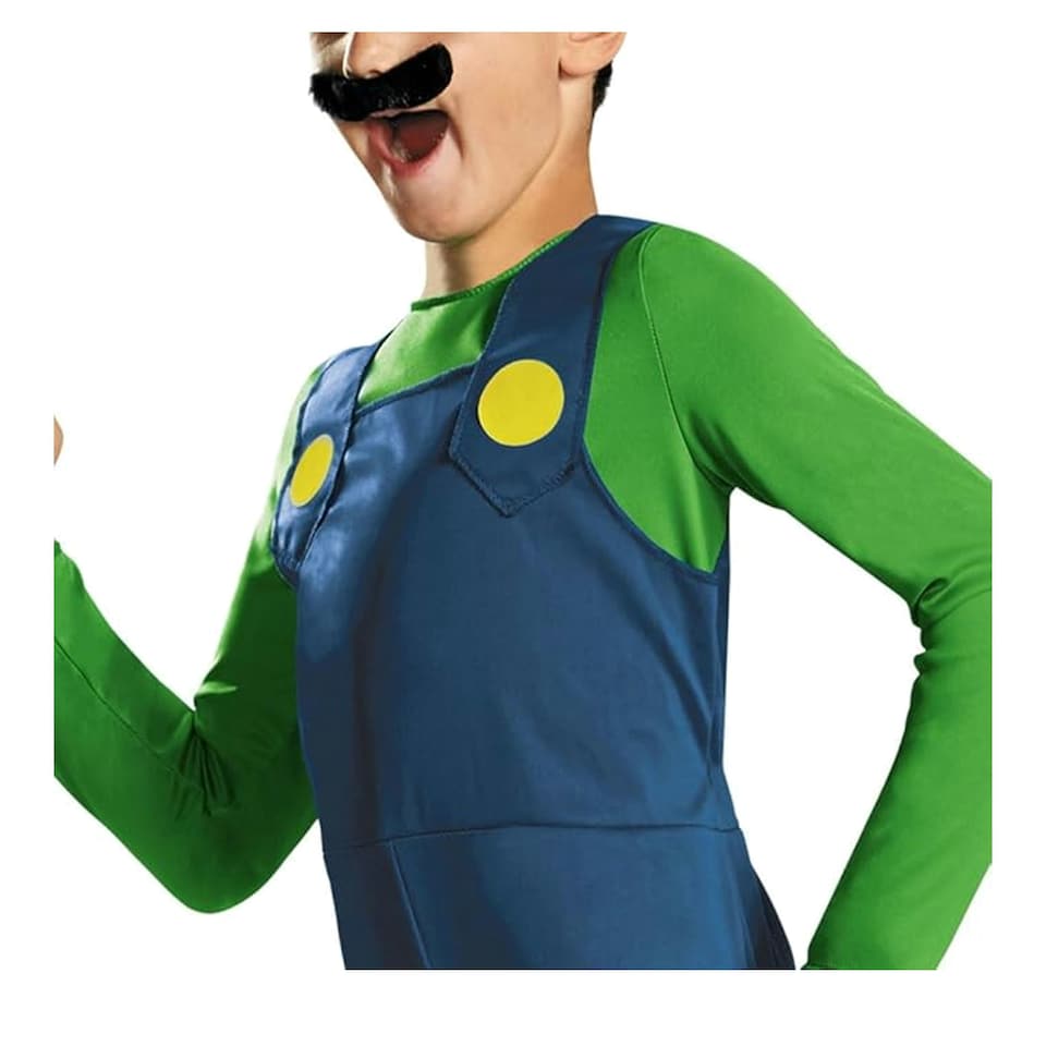 image 1 of Super Mario Boys Luigi Costume Set - Blue/Green - 4-6 Years 4