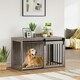 image 1 of PawHut Dog Crate Furniture with Removable Cushion - Walnut Brown