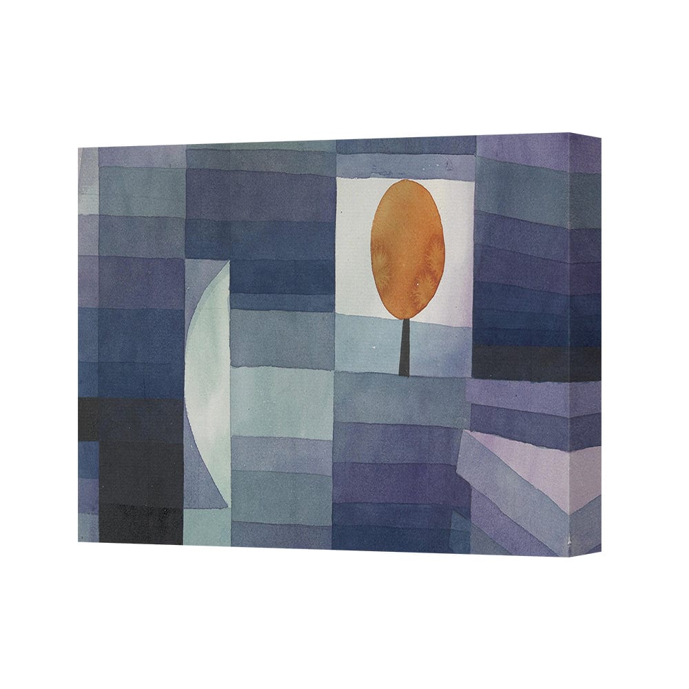 Abstract Geometric Canvas Wall Art Print Blues And Orange Accent 3144