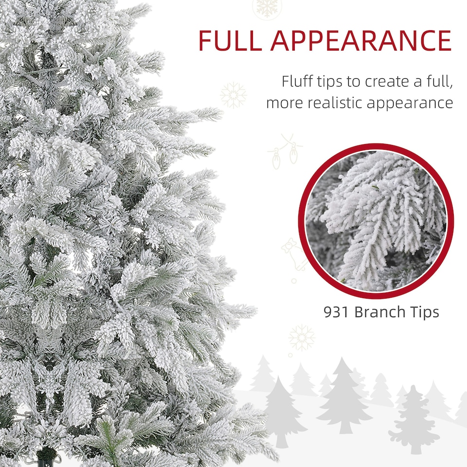 image 1 of HOMCOM 5 Ft Artificial Christmas Tree with Realistic Snow Branches, LED Lights