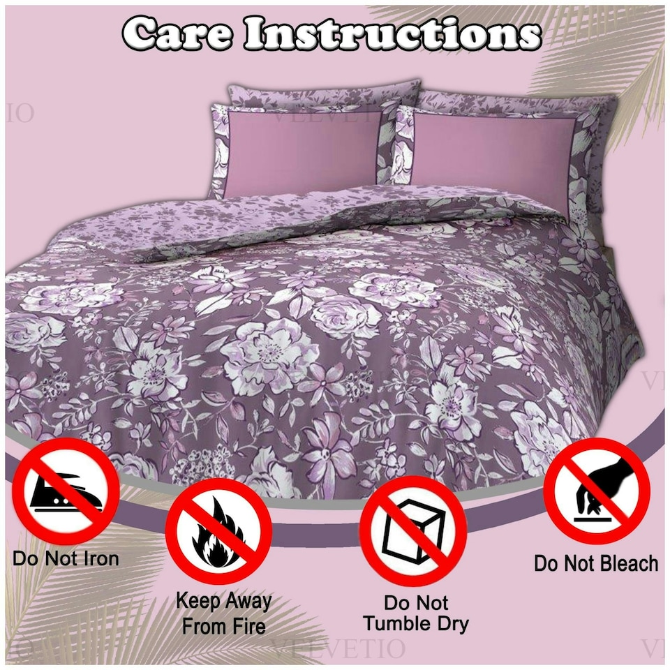 image 1 of VELVETIO Beatrice Complete Duvet Cover Set with Fitted Sheet Printed Bedding Quilt Multi | King
