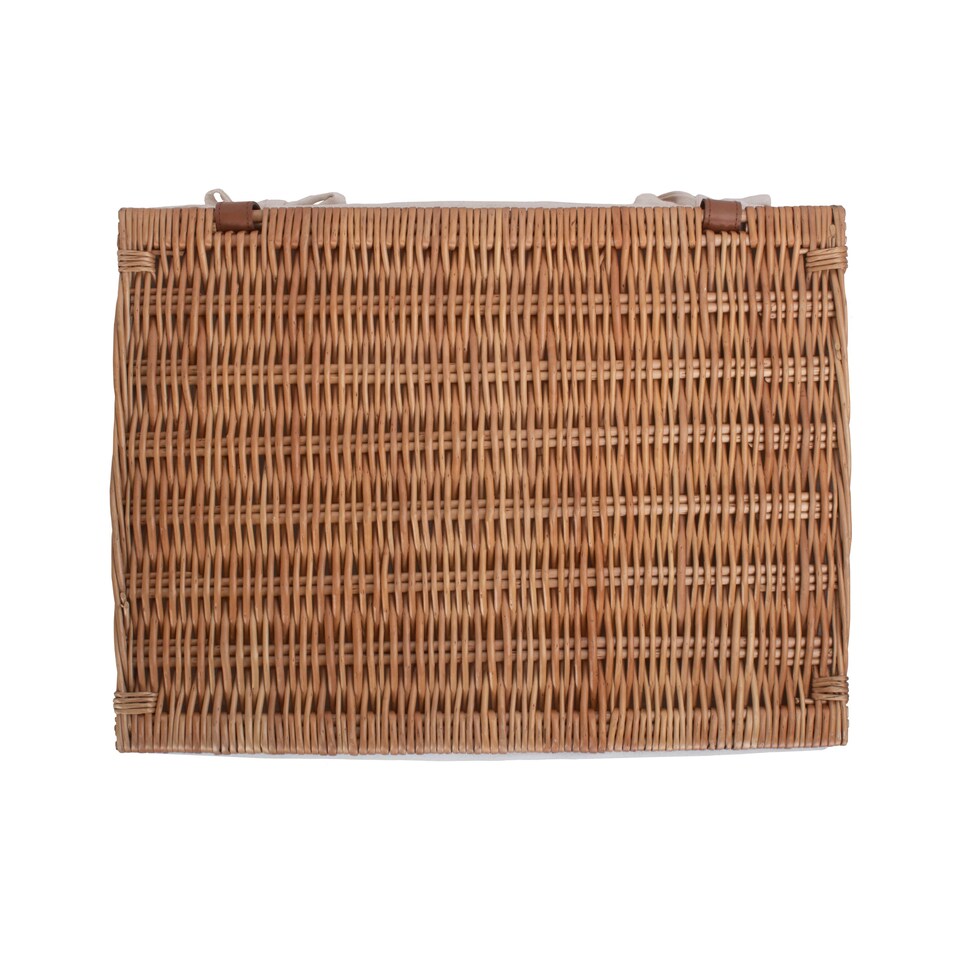 image 1 of Large Light Steamed Cotton Lined Wicker Storage Basket | Brown | Brown