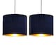 image 1 of Set of 2 Sundance - Navy Blue Velvet Pleated 25cm Lamp Shades with Gold Inner | Blue | Gold | Medium | 2
