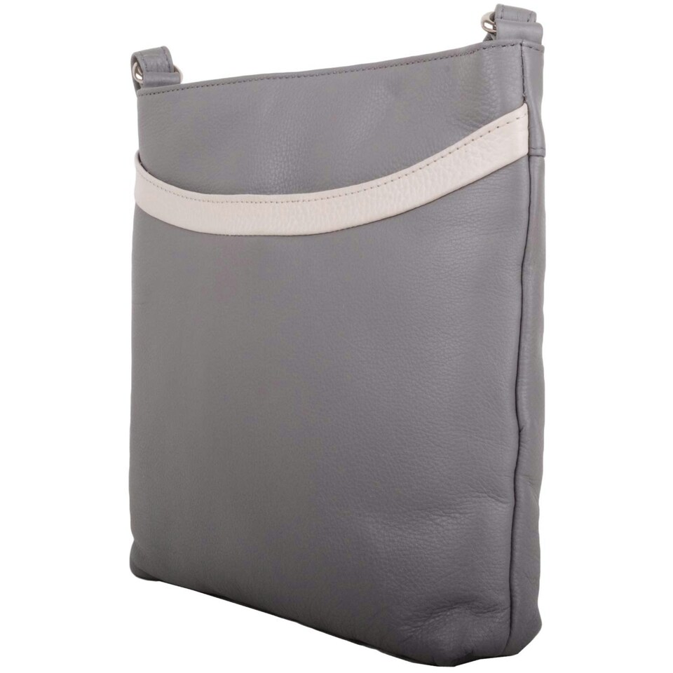 image 1 of Smart Genuine Leather Cross Body / Shoulder Bag Multi Grey | Grey/White